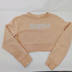 Kappa Women’s Cropped Sweatshirt Cream, Logo Athleisure Pullover